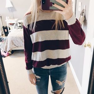 Maroon & Gray striped sweater